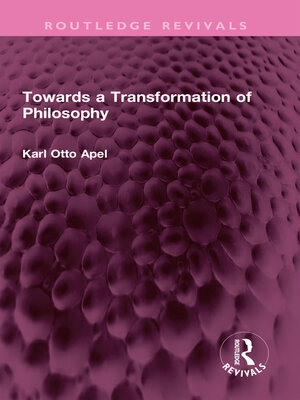 cover image of Towards a Transformation of Philosophy